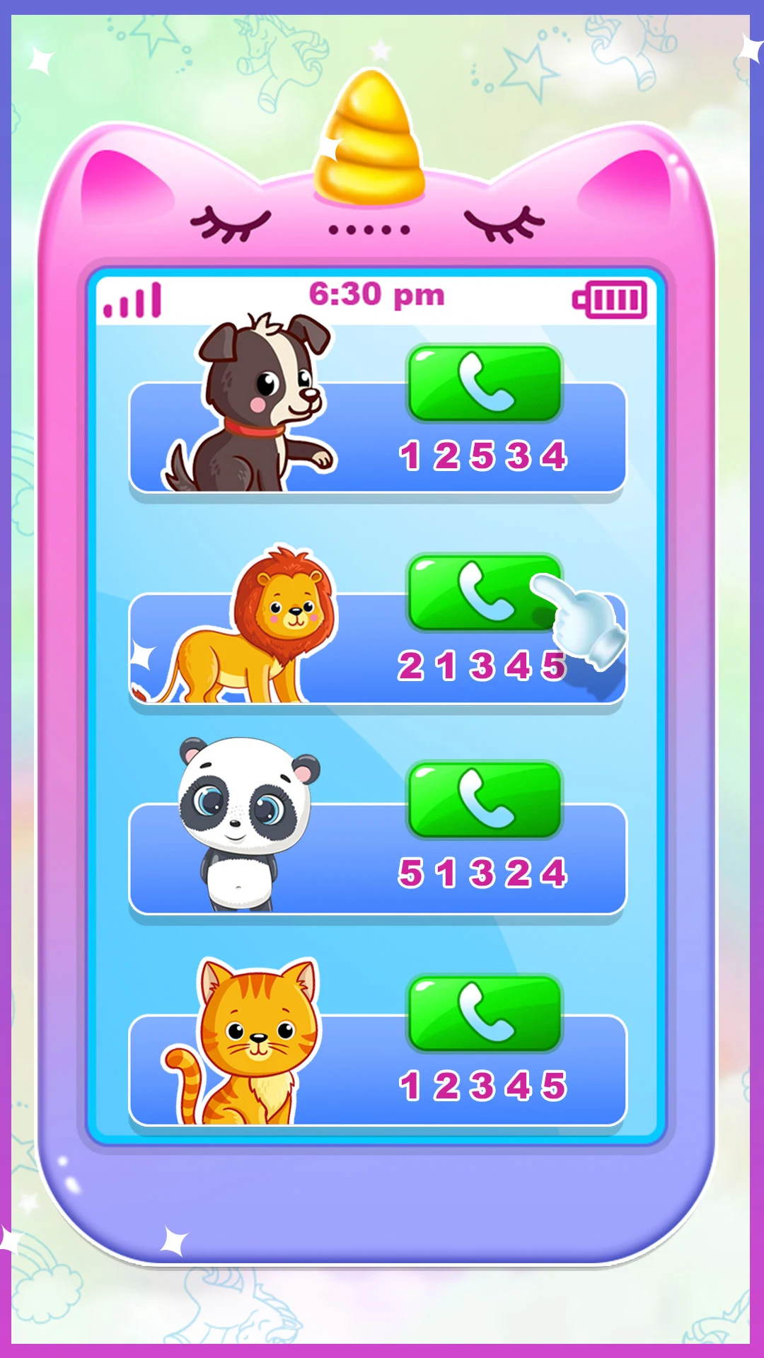 Baby unicorn toy phone game screenshot